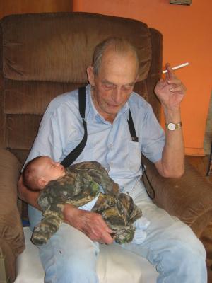 Carl Wright hold baby Jonathan.