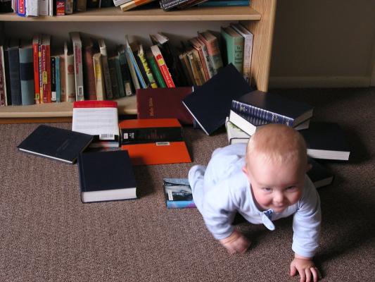 Hmmm, a camera is more interesting than those books!