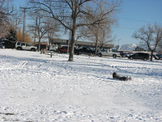 Malia sledding.
