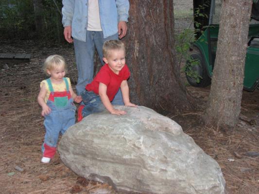 Sarah and Noah found a big rock.
