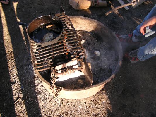 Christian Student Fellowship campout.
Cooking breakfast.