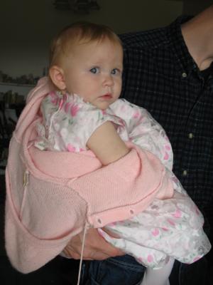 Sarah in her pretty new dress.