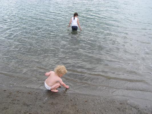 Noah plays in the sand.