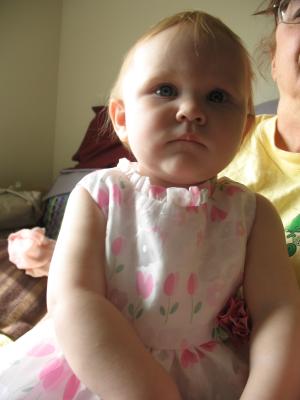 Sarah in her pretty new dress.