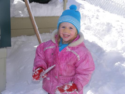 Sarah with an icicle.