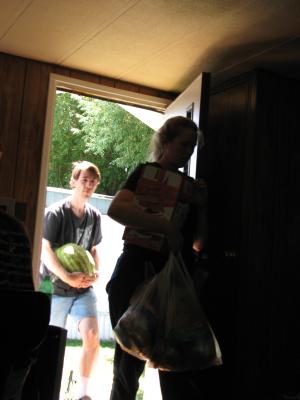 Katie and David with food