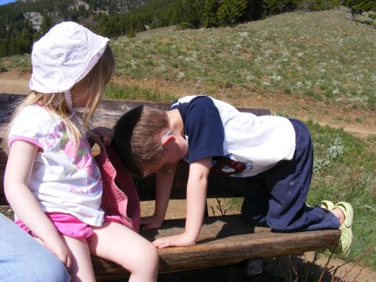 We told Noah to crawl so that we could compare with last time he went to the 'M'
Compare with May 05, 2005