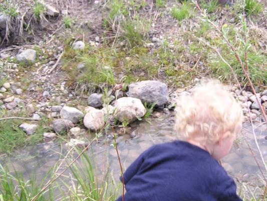 Noah looks for some good rocks too.