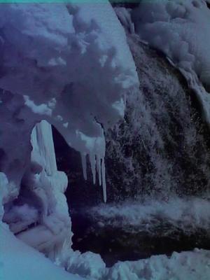 Ice at Mission Falls.