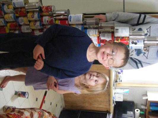 Noah and Sarah with a tower.