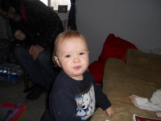 Joshua makes a face. 