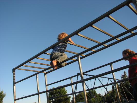 Noah on monkey bars