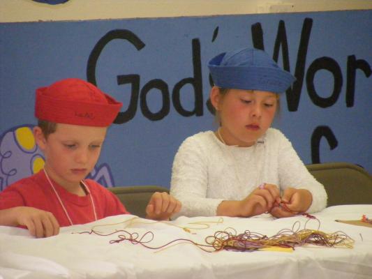 Making bracelets. 