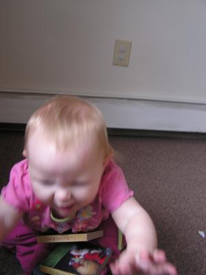 Sarah enjoys some good books.