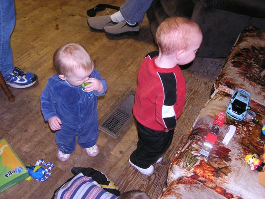 Sarah plays with Steven.