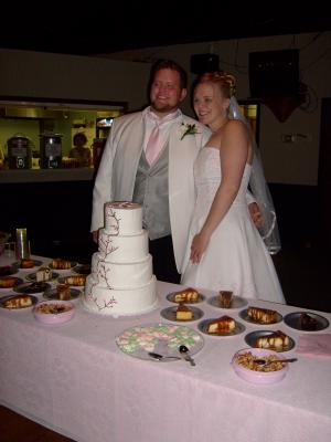 Titus and Jaimee with the cake