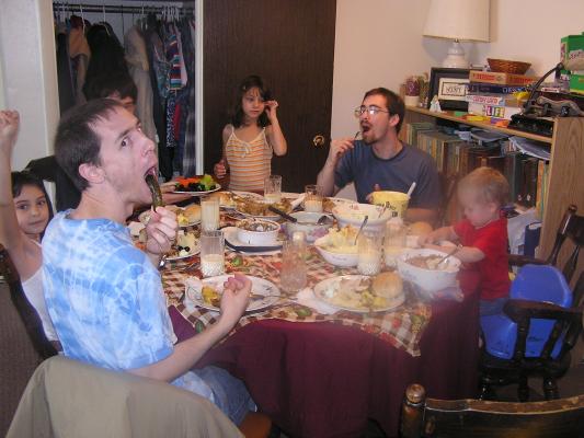 The family at Thanksgiving dinner.