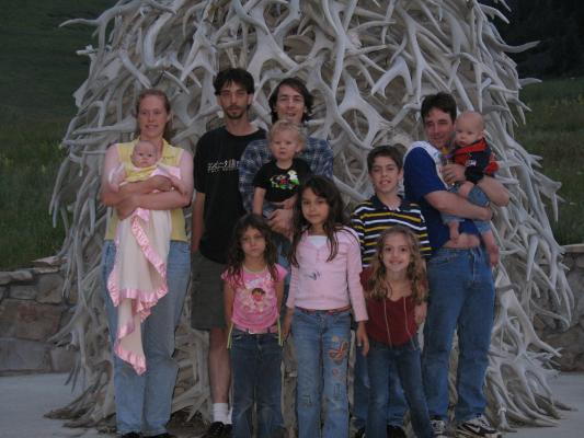 Katie, Sarah, Mike, Andrea, David, Noah, Malia, Michael, Nicole, Robert, and Steven.
Tower of elk antlers.