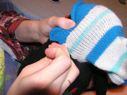 Noah didn't notice, so we thought it best to sew him up while Noah was sleeping.