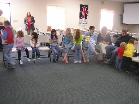 The kids made up about half the people at the baby shower.