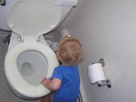 Ok, put the toilet brush back and let's go wash our hands.