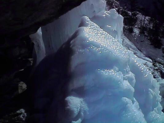 Ice under Mission Falls.