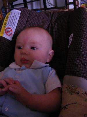 Joshua in David's little blue outfit.