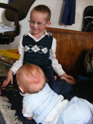 Noah and Joshua check out each other's Sunday Duds.