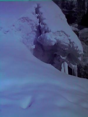 Ice at Mission Falls.