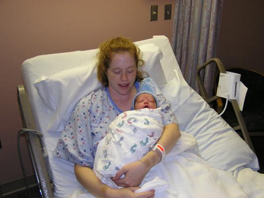 Katie and Noah at the hospital