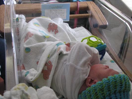 Joshua in his hospital crib.