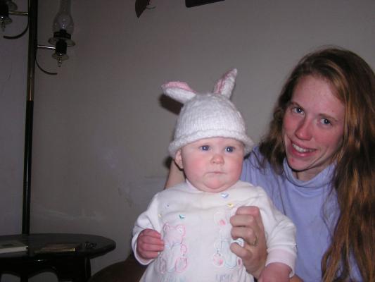 Katie is very happy to have a bunny.