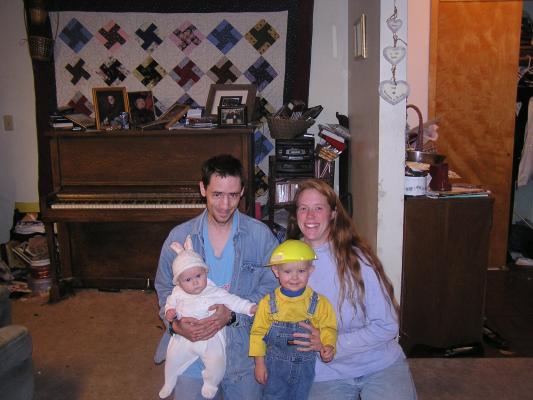 Sarah dressed up as a bunny.
Noah dressed up as Bob the Builder.