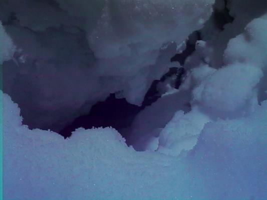 Cracks in the ice over Mission Falls.