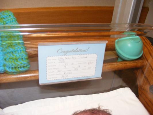 Joshua Titus Eder
Born January 25, 2010 at 3:55 am.
Weight: 7 pounds 12 ounces.
Length: 20 inches
Head: 13 1/2 inches
Chest: 13 inches