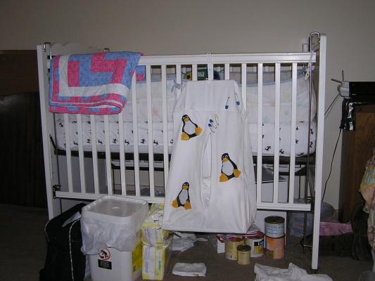 Tux on the diaper holder