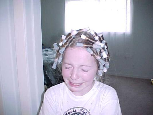 Stephanie in curlers