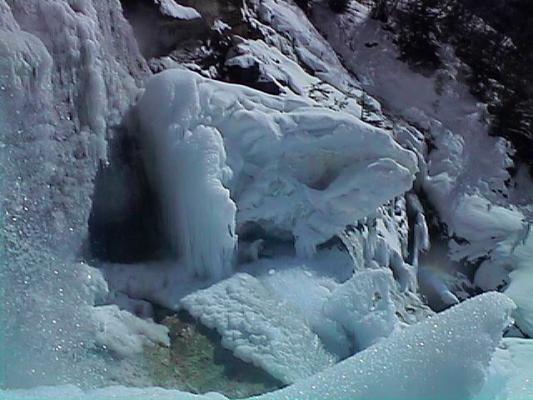 Ice under Mission Falls.