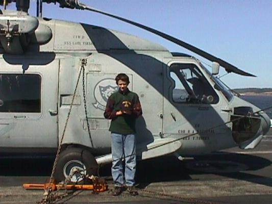 Matthew with a helicopter