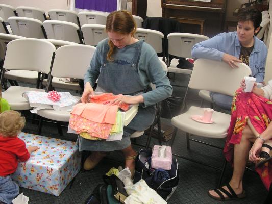 Aimee, Lila and Deb gave these outfits to Sarah.