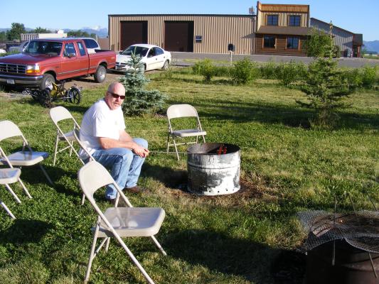 Ray at the church dinner on a stick.