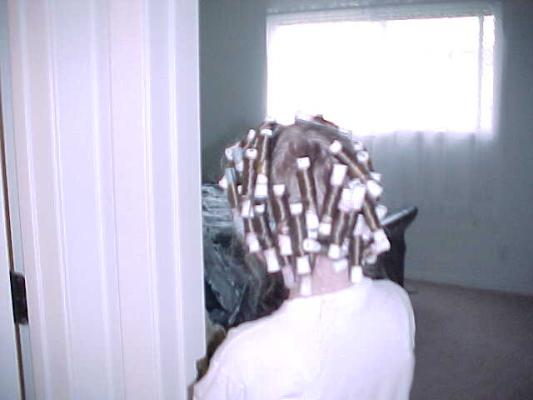 Stephanie in curlers
