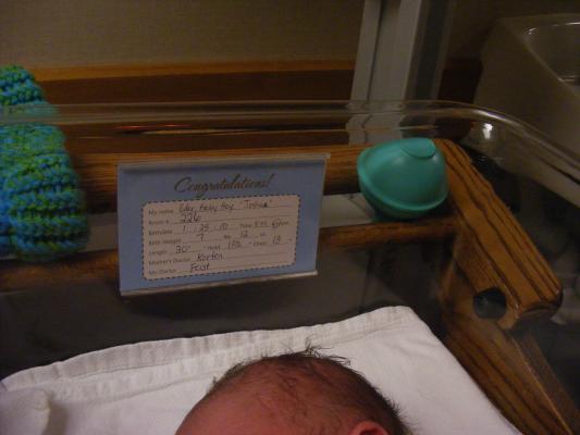 Joshua Titus Eder
Born January 25, 2010 at 3:55 am.
Weight: 7 pounds 12 ounces.
Length: 20 inches
Head: 13 1/2 inches
Chest: 13 inches