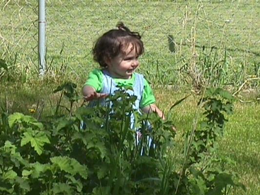 Malia uses the bushes