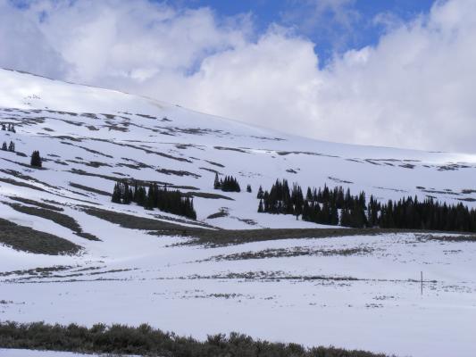 We drove by some snow in Wyoming.